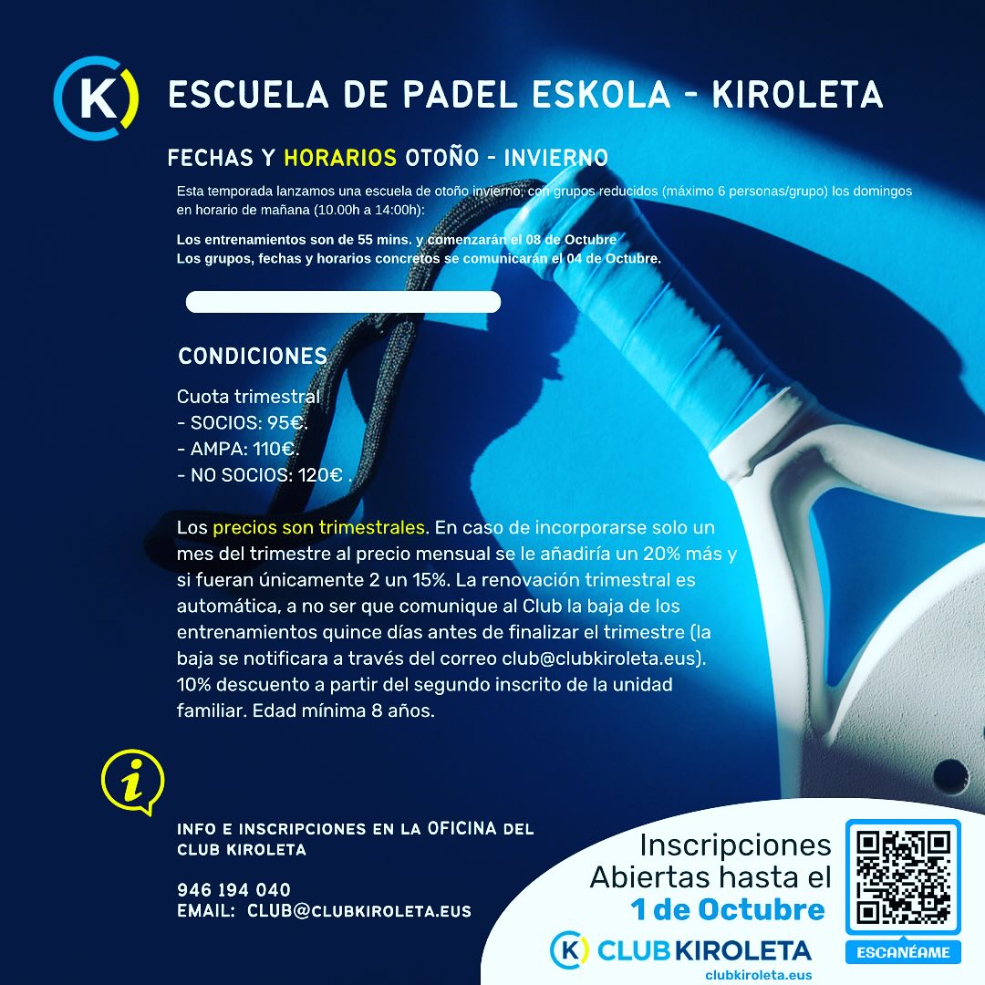 Escuela padel Club Kiroleta